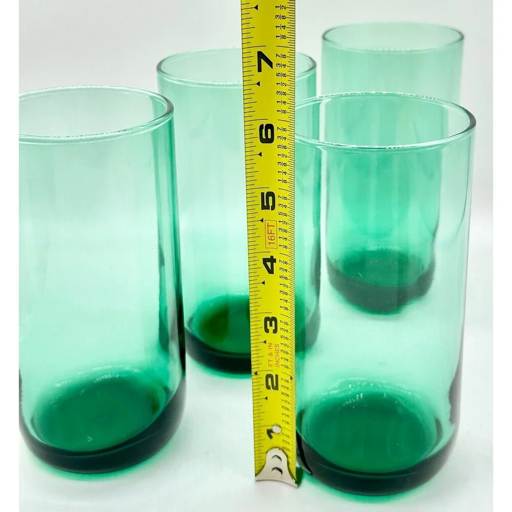 Set of 4 Vintage Libbey Metropolitan Juniper Green Cooler Glasses